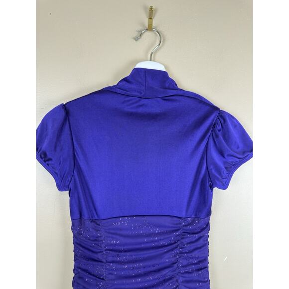 AMY BYER Girls Vintage Purple Swirl Sparkle Y2K Dress Juniors Size 14 Ruched - Picture 6 of 13